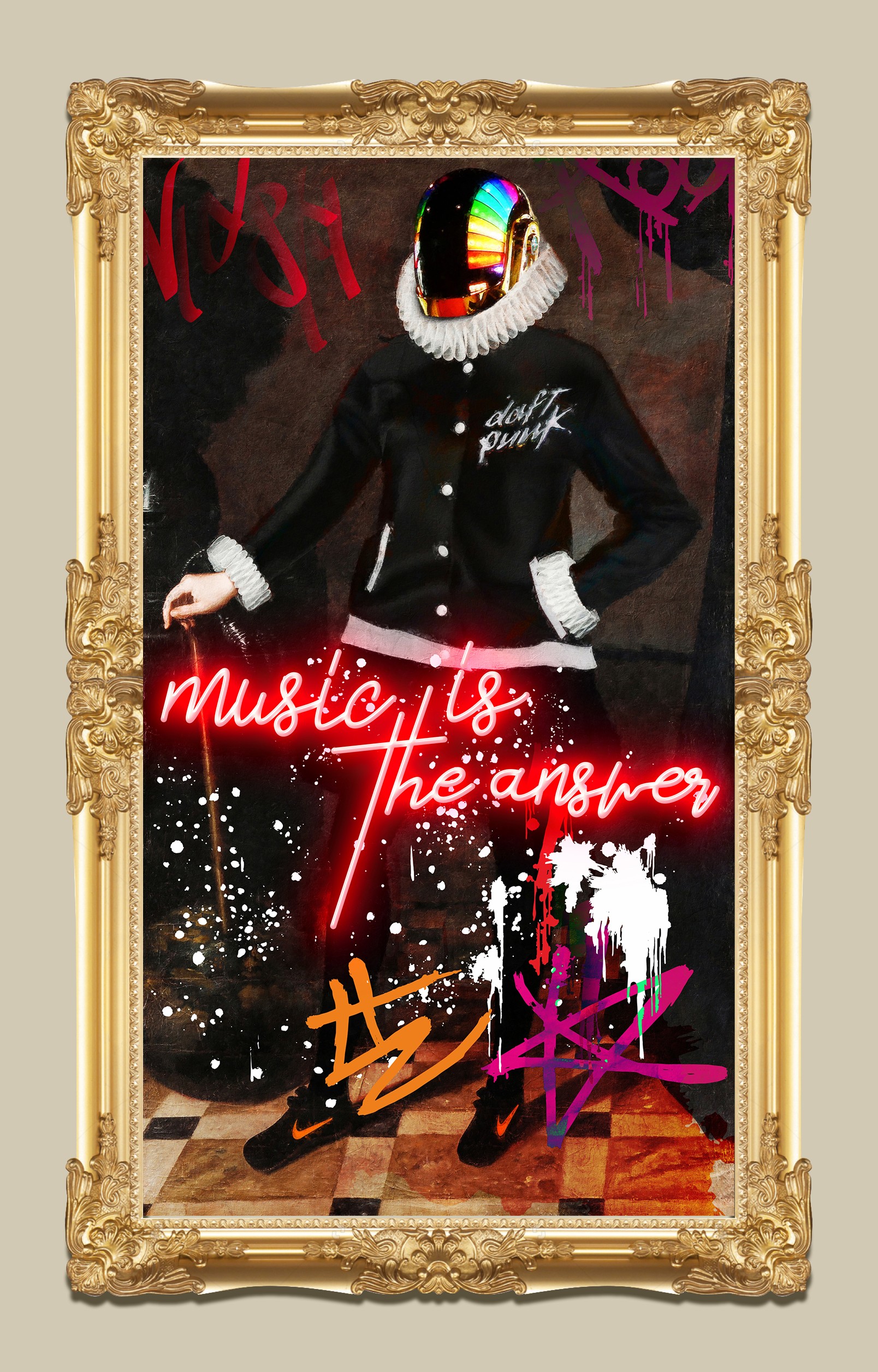 Cuadro decorativo-Neon Art "Daft Punk"